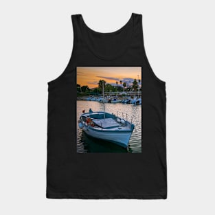 Sunset Seaport Boats Summer Sailing Tank Top